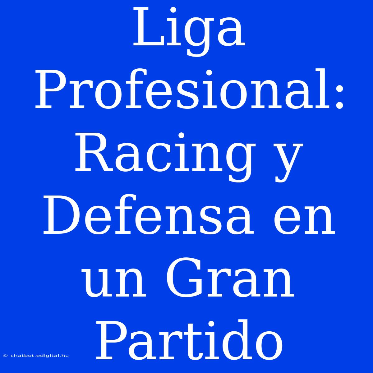 Liga Profesional: Racing Y Defensa En Un Gran Partido