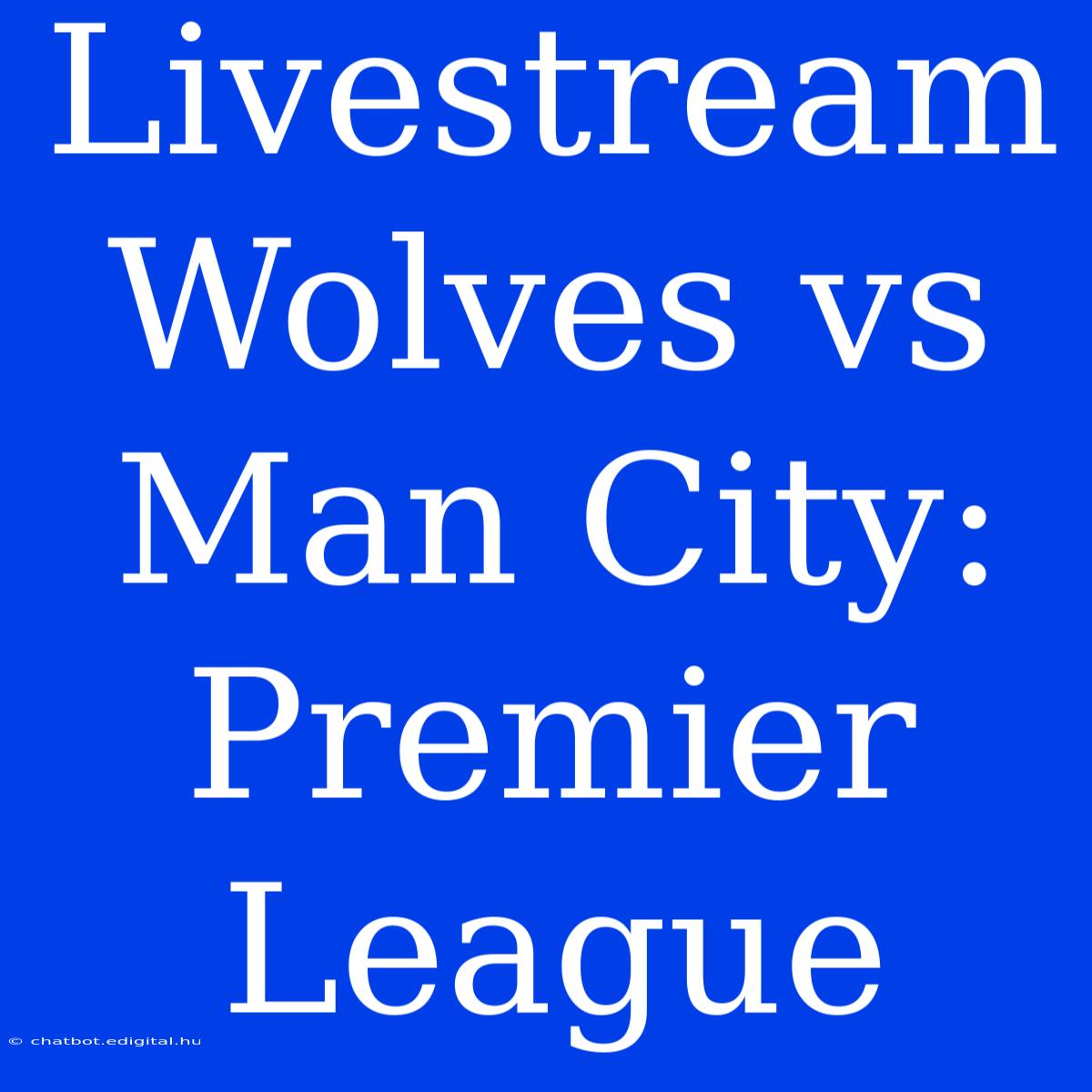 Livestream Wolves Vs Man City: Premier League