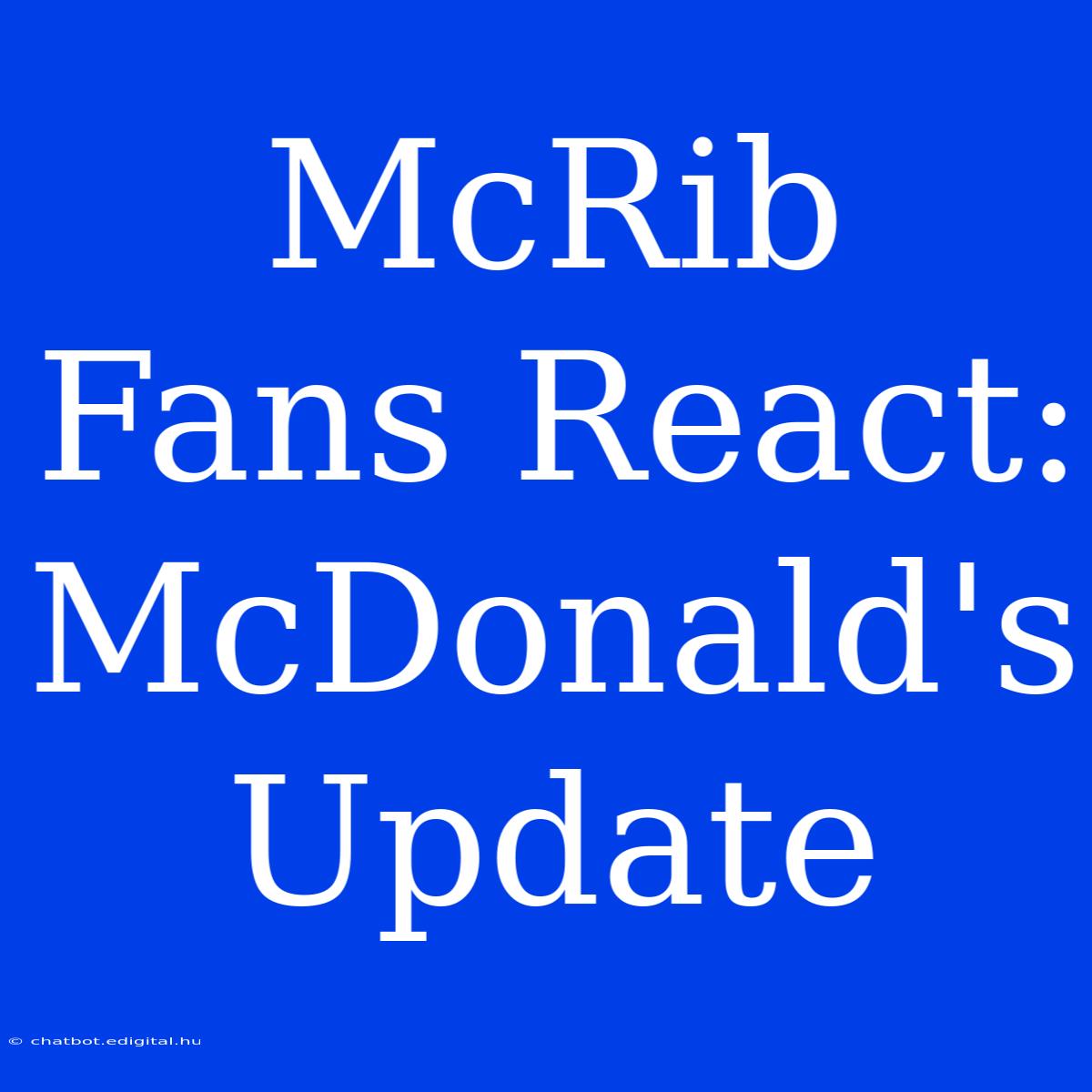 McRib Fans React: McDonald's Update 