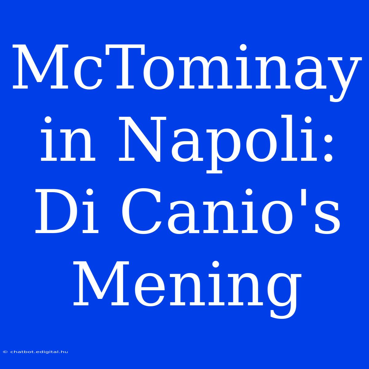 McTominay In Napoli: Di Canio's Mening