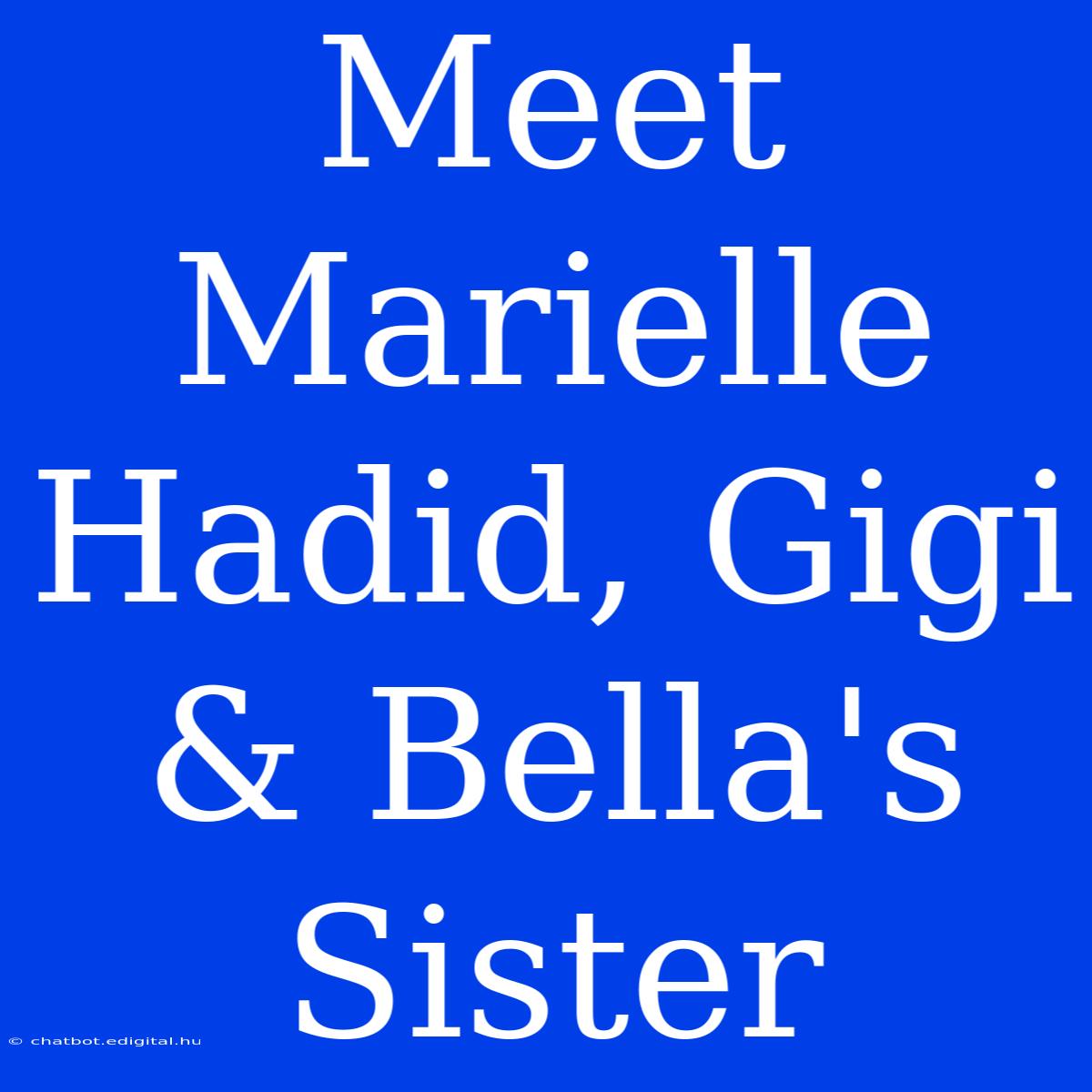 Meet Marielle Hadid, Gigi & Bella's Sister