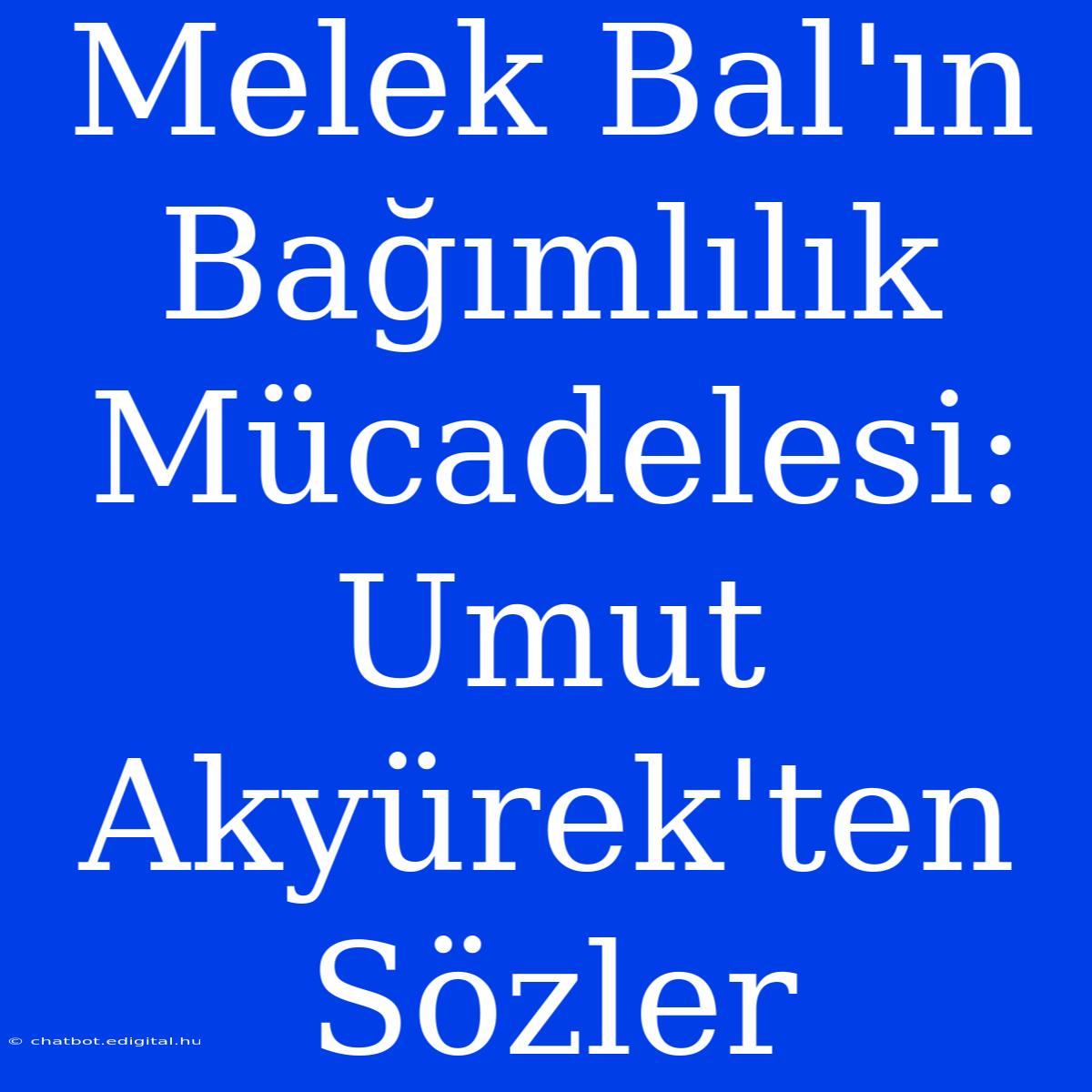 Melek Bal'ın Bağımlılık Mücadelesi: Umut Akyürek'ten Sözler