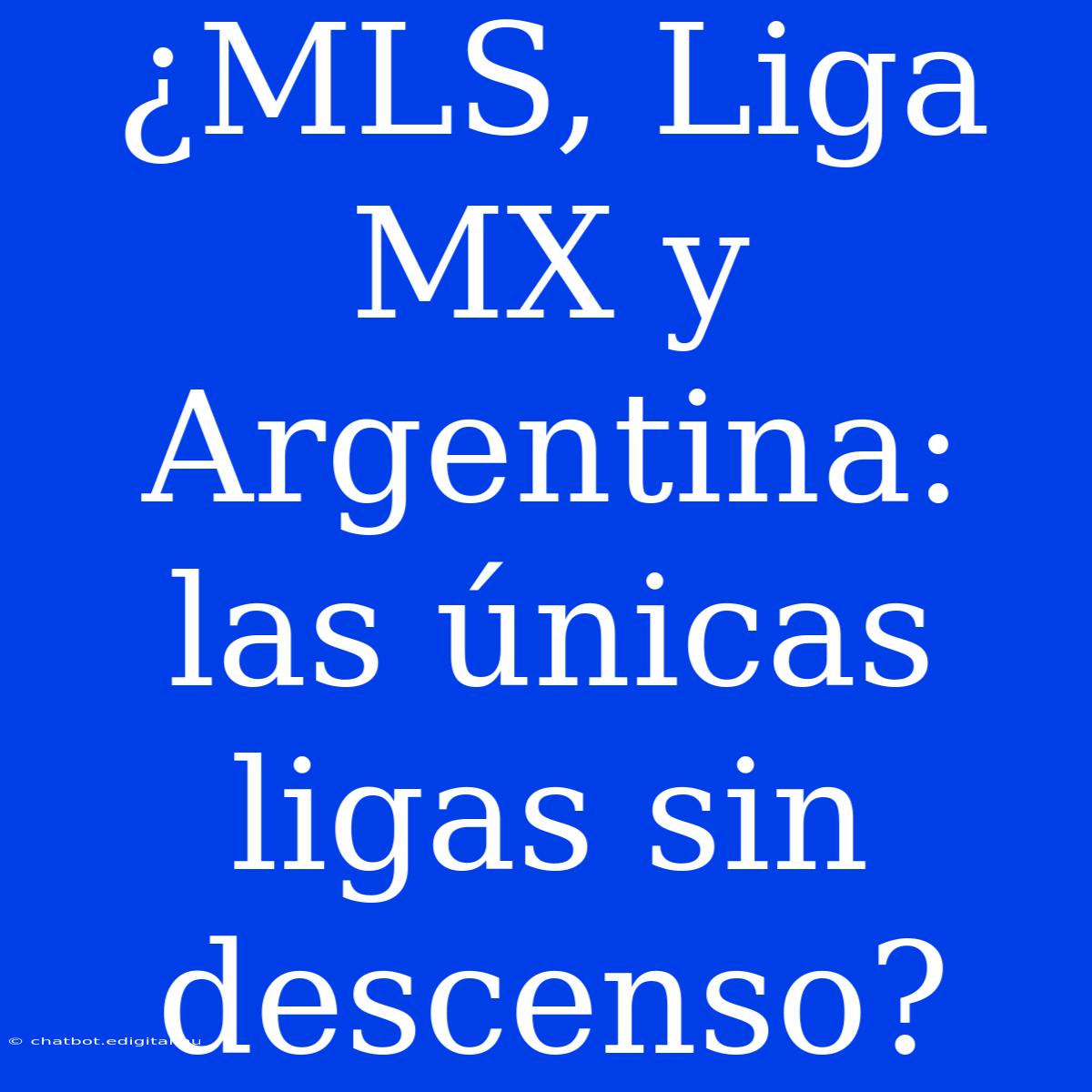 ¿MLS, Liga MX Y Argentina: Las Únicas Ligas Sin Descenso?