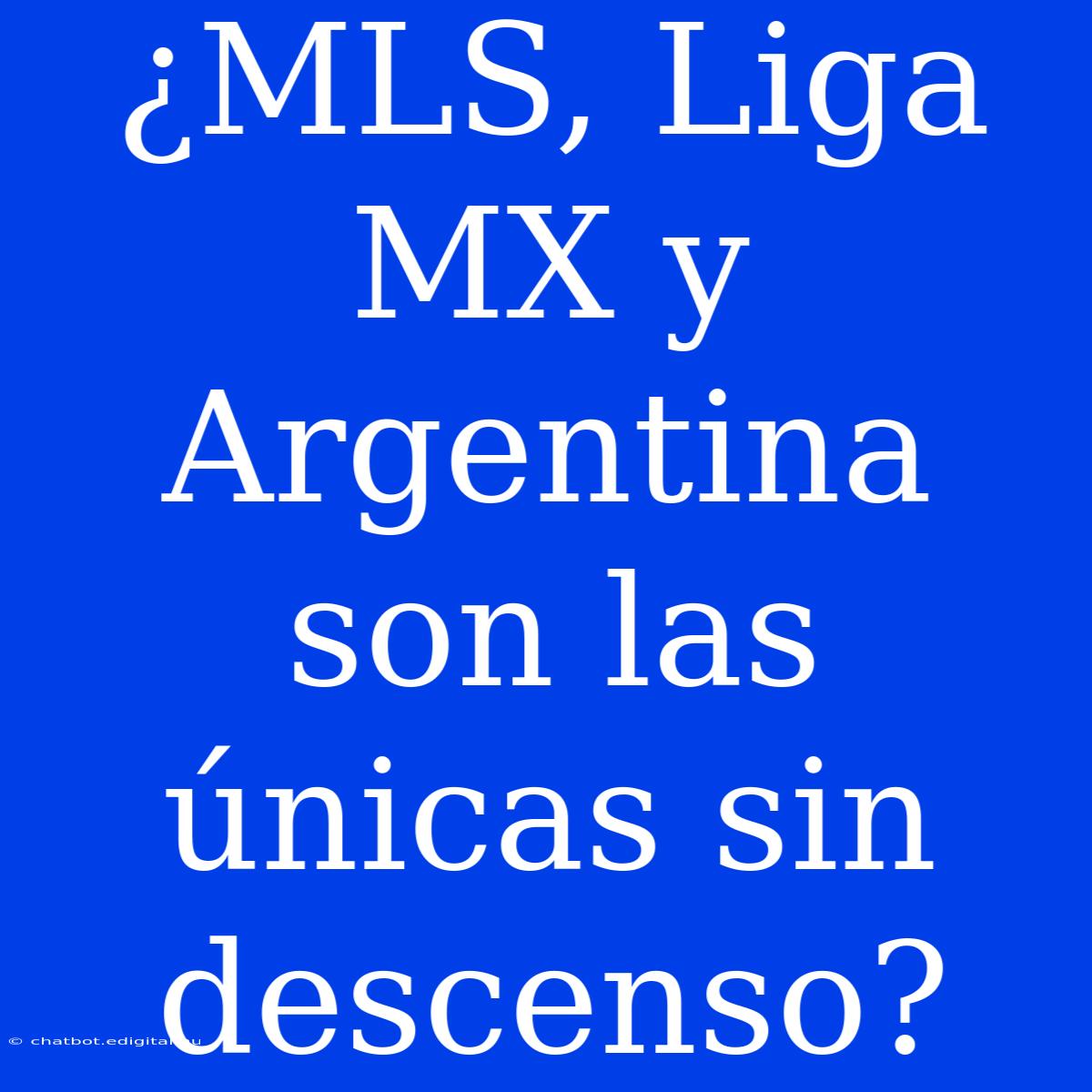 ¿MLS, Liga MX Y Argentina Son Las Únicas Sin Descenso?