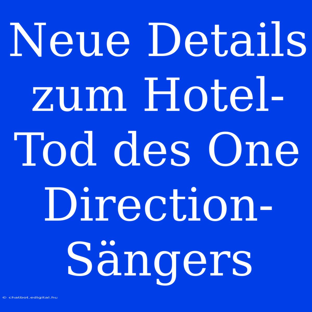 Neue Details Zum Hotel-Tod Des One Direction-Sängers