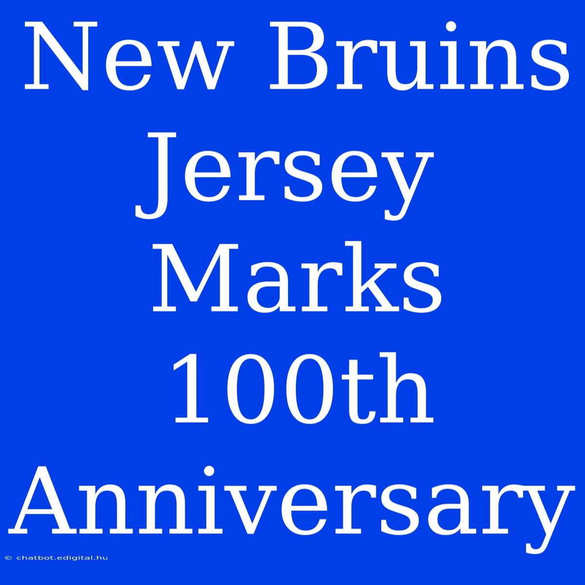 New Bruins Jersey Marks 100th Anniversary