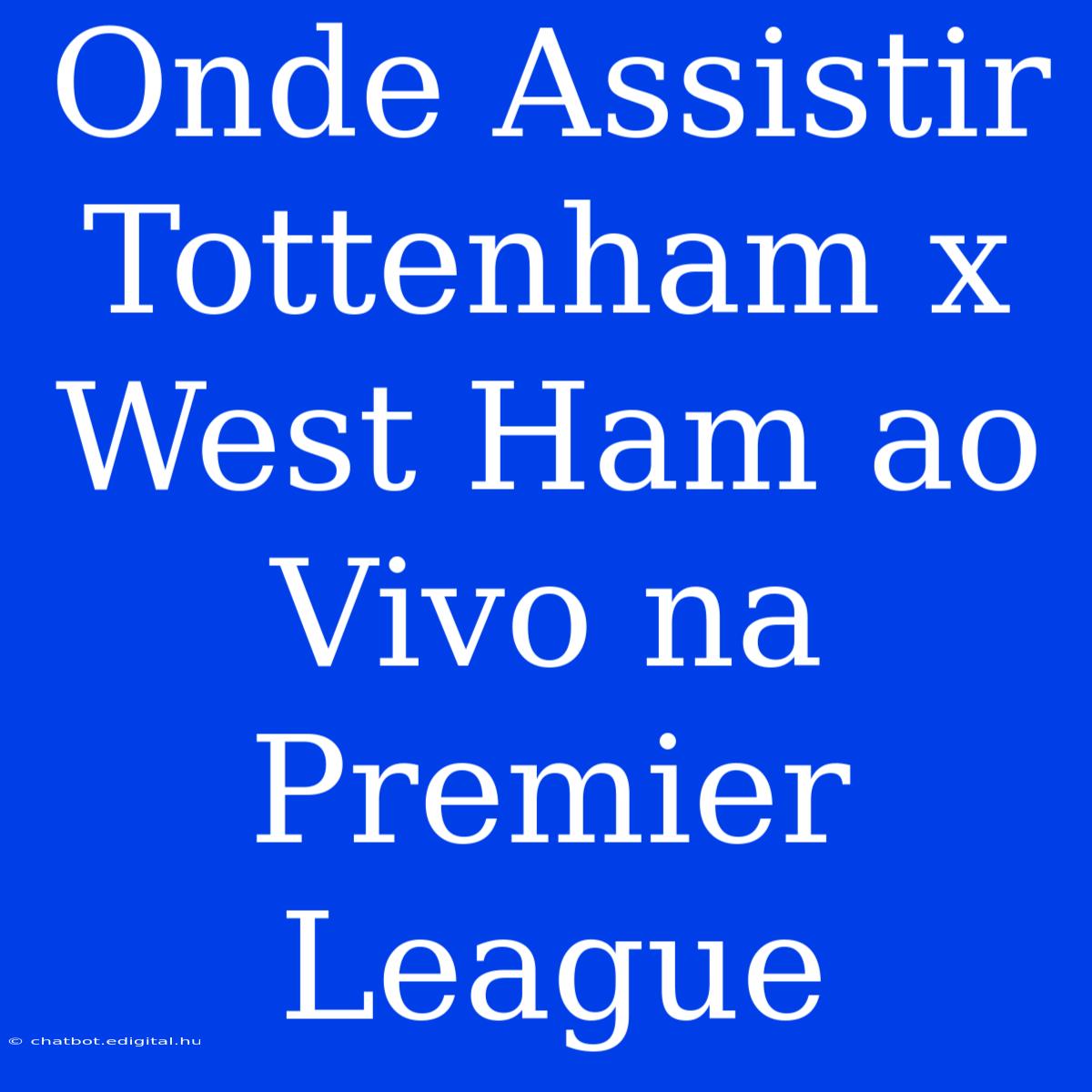 Onde Assistir Tottenham X West Ham Ao Vivo Na Premier League