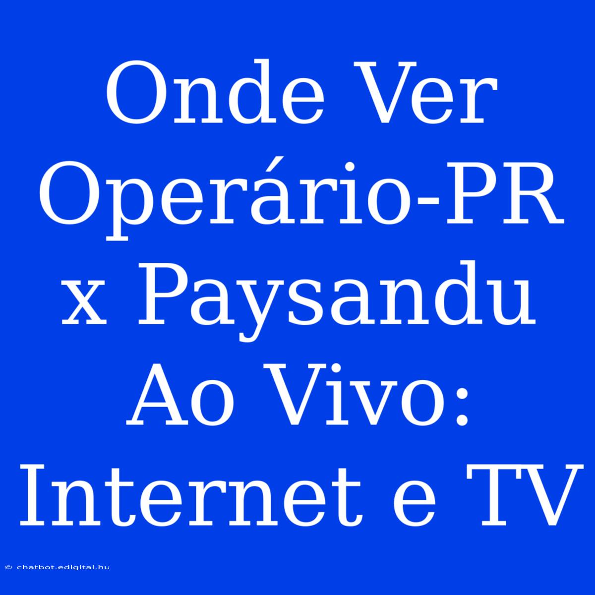 Onde Ver Operário-PR X Paysandu Ao Vivo: Internet E TV