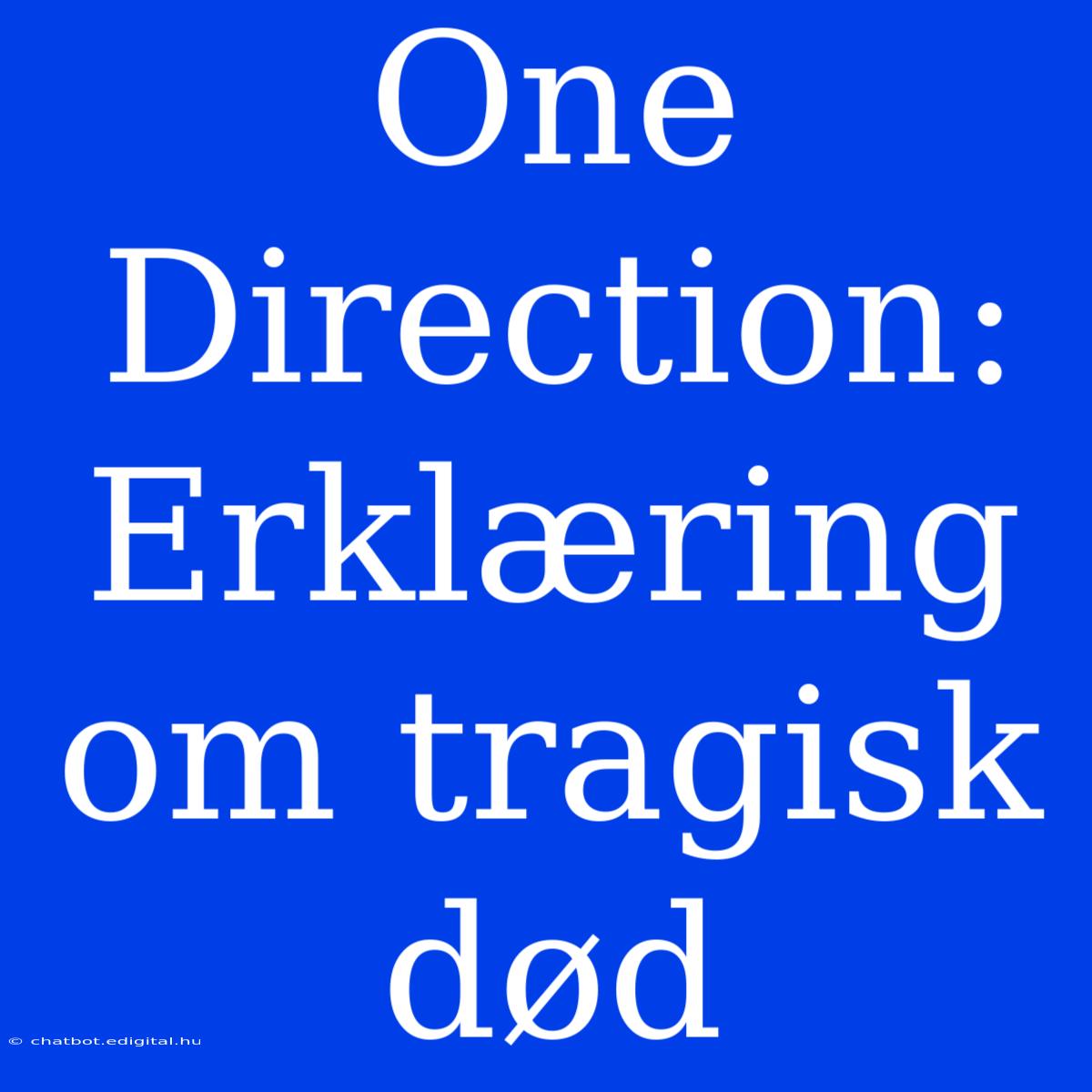 One Direction: Erklæring Om Tragisk Død