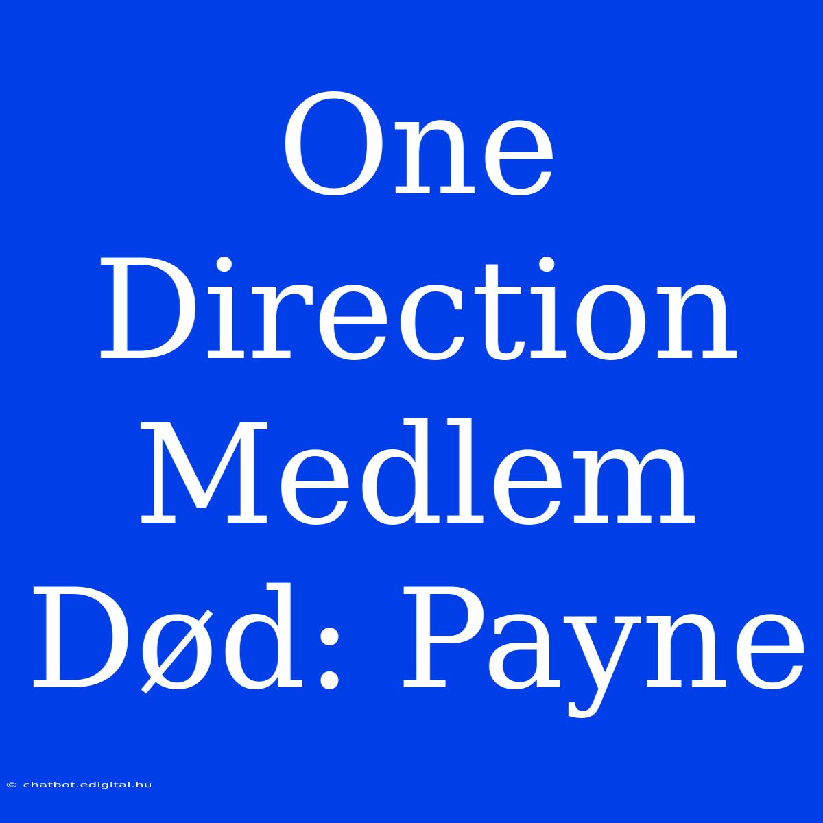 One Direction Medlem Død: Payne