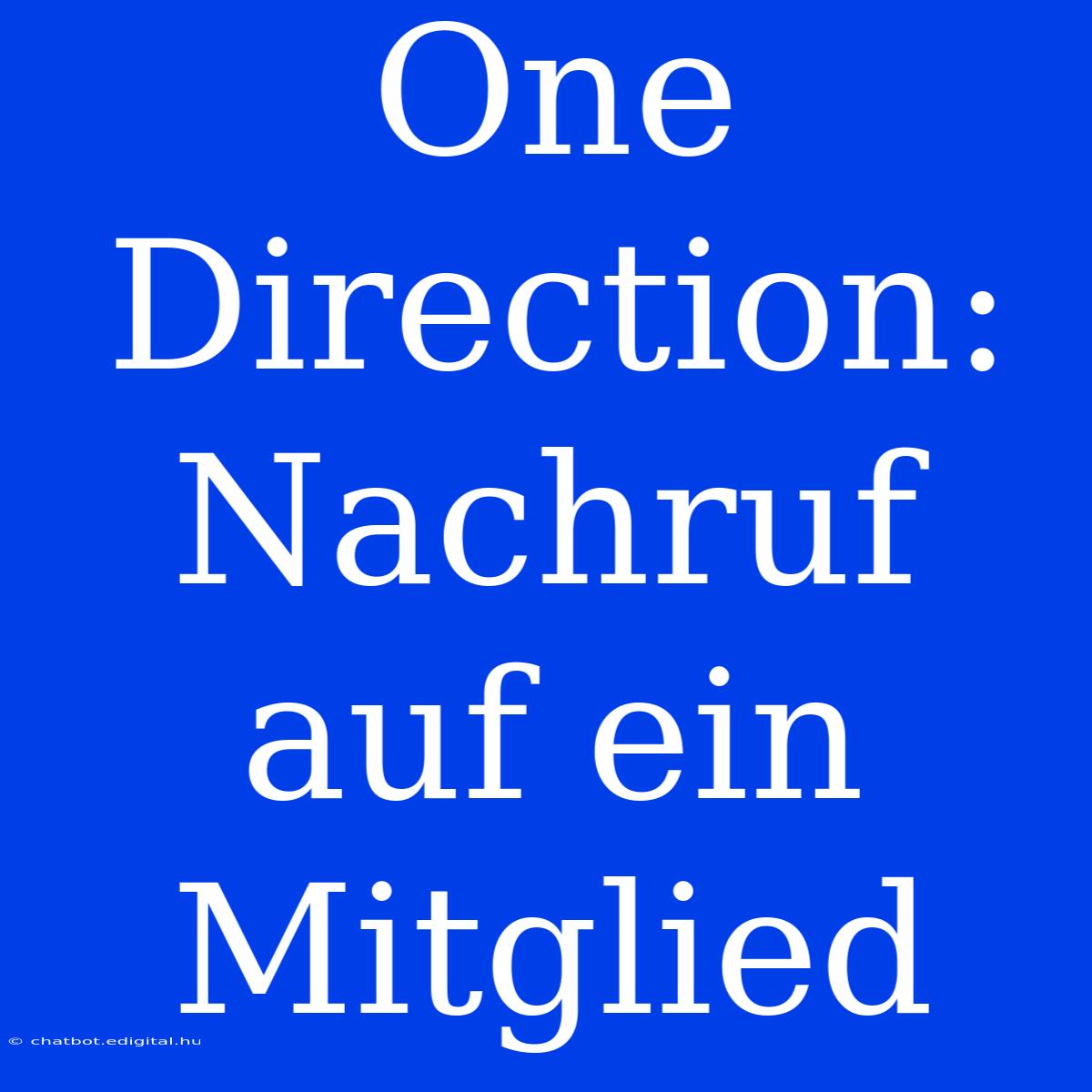 One Direction:  Nachruf Auf Ein Mitglied