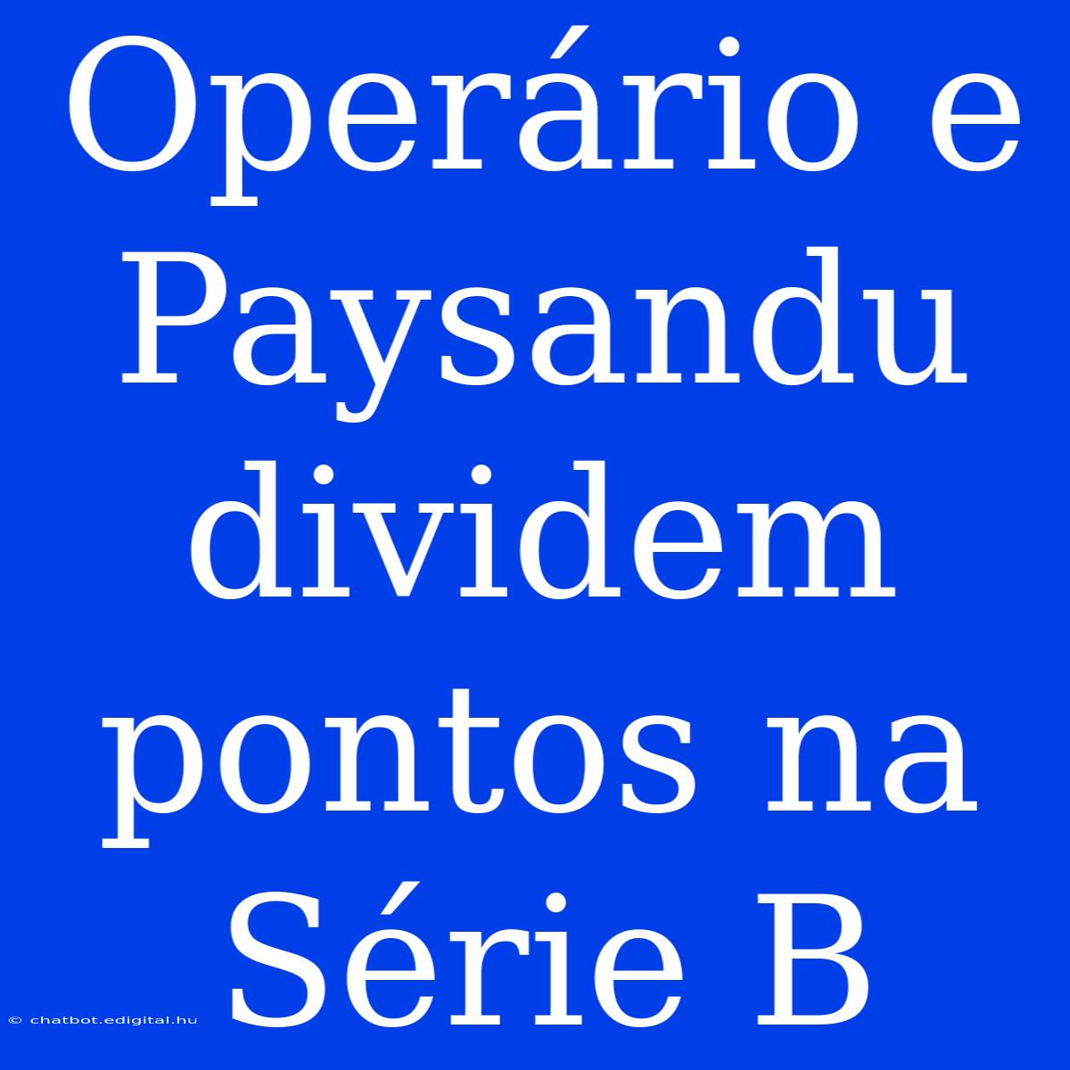 Operário E Paysandu Dividem Pontos Na Série B