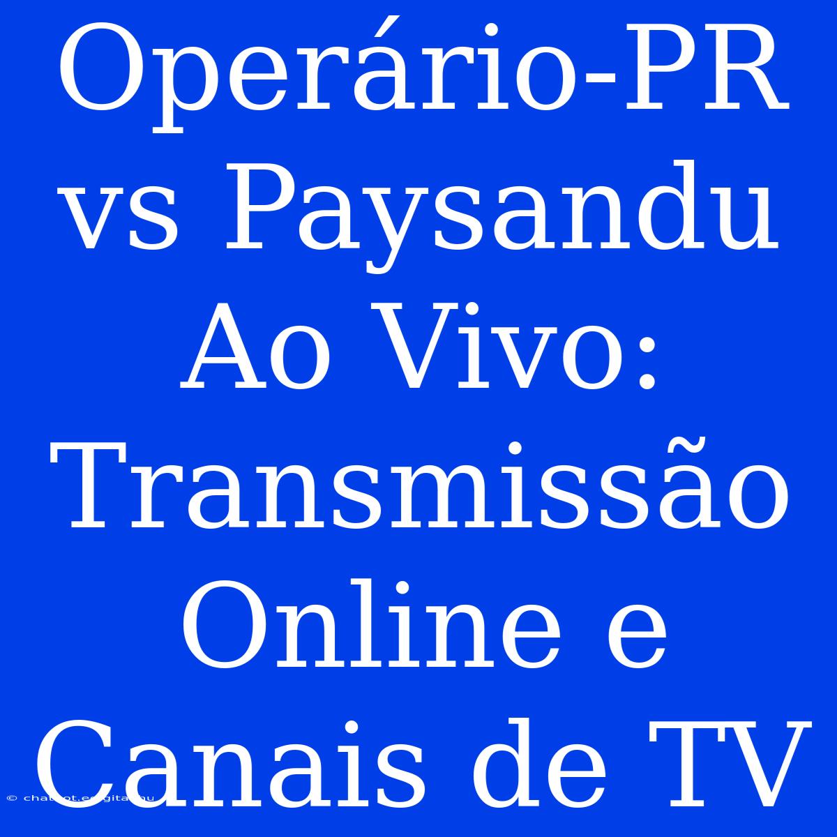 Operário-PR Vs Paysandu Ao Vivo: Transmissão Online E Canais De TV 