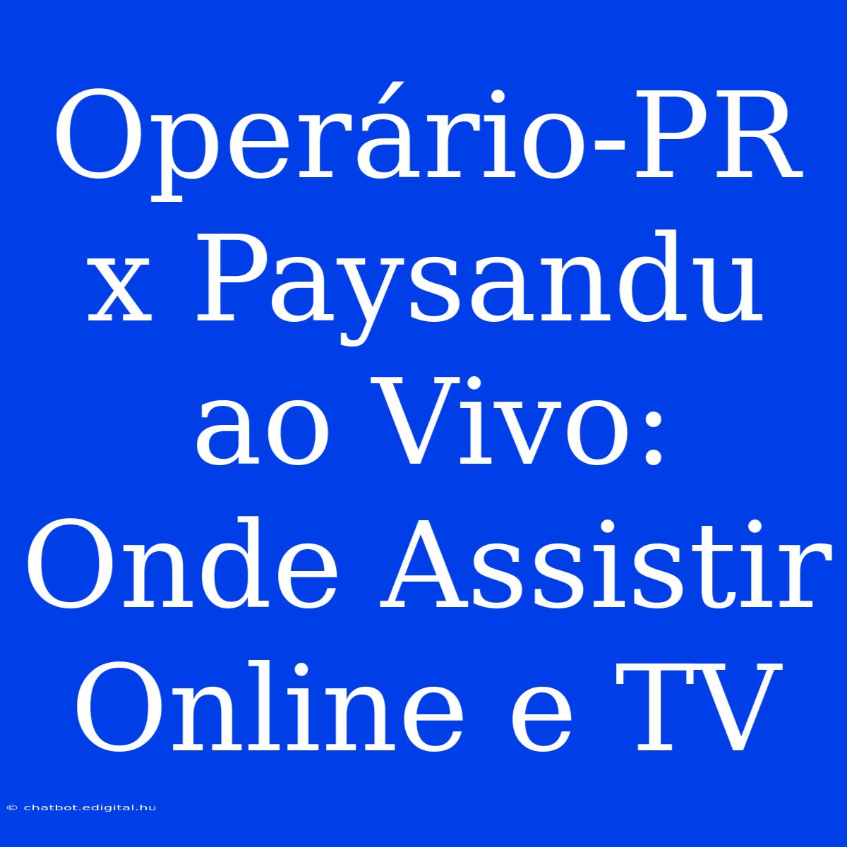 Operário-PR X Paysandu Ao Vivo: Onde Assistir Online E TV