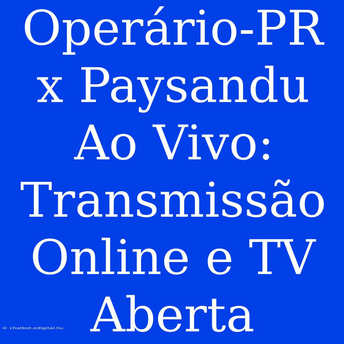 Operário-PR X Paysandu Ao Vivo: Transmissão Online E TV Aberta