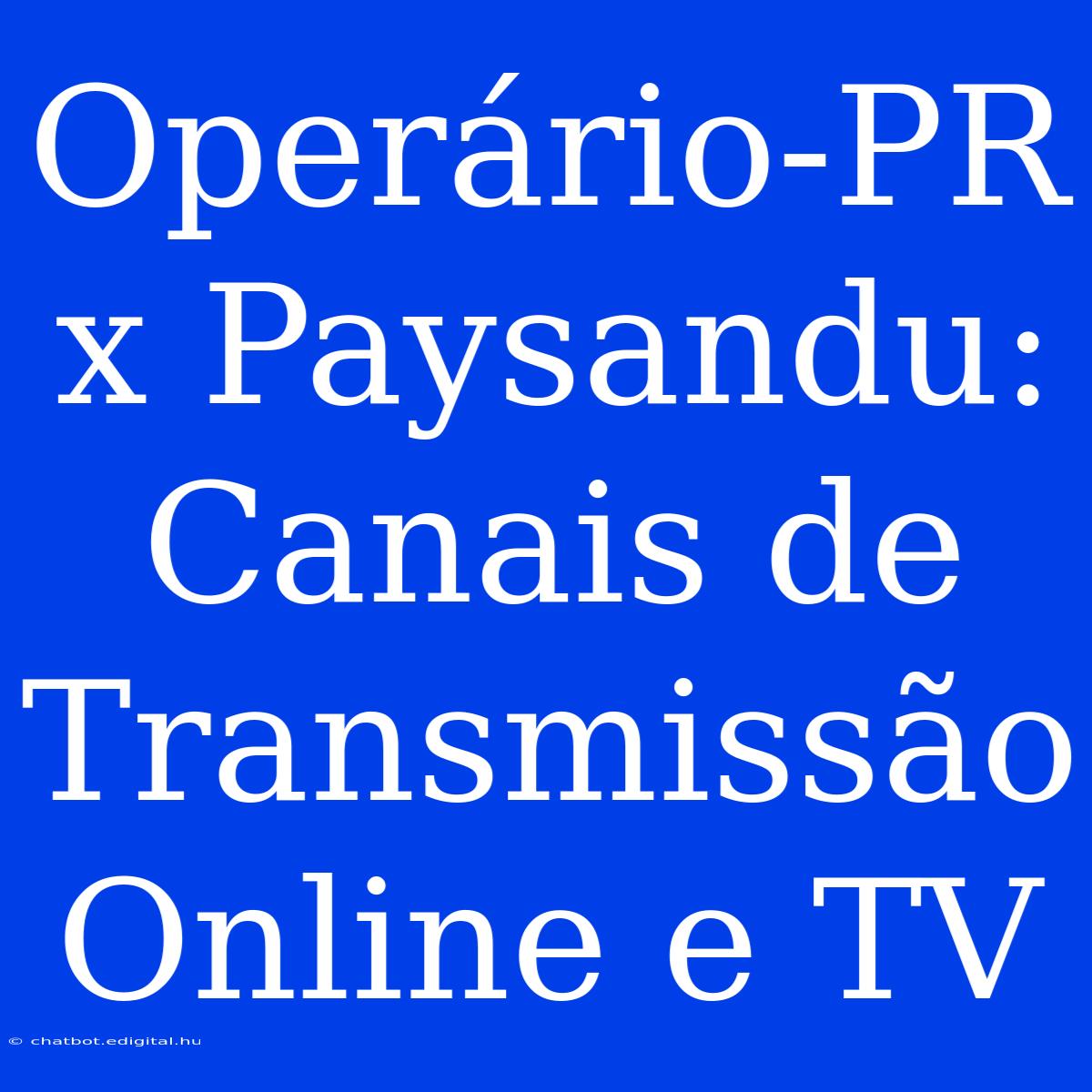 Operário-PR X Paysandu: Canais De Transmissão Online E TV