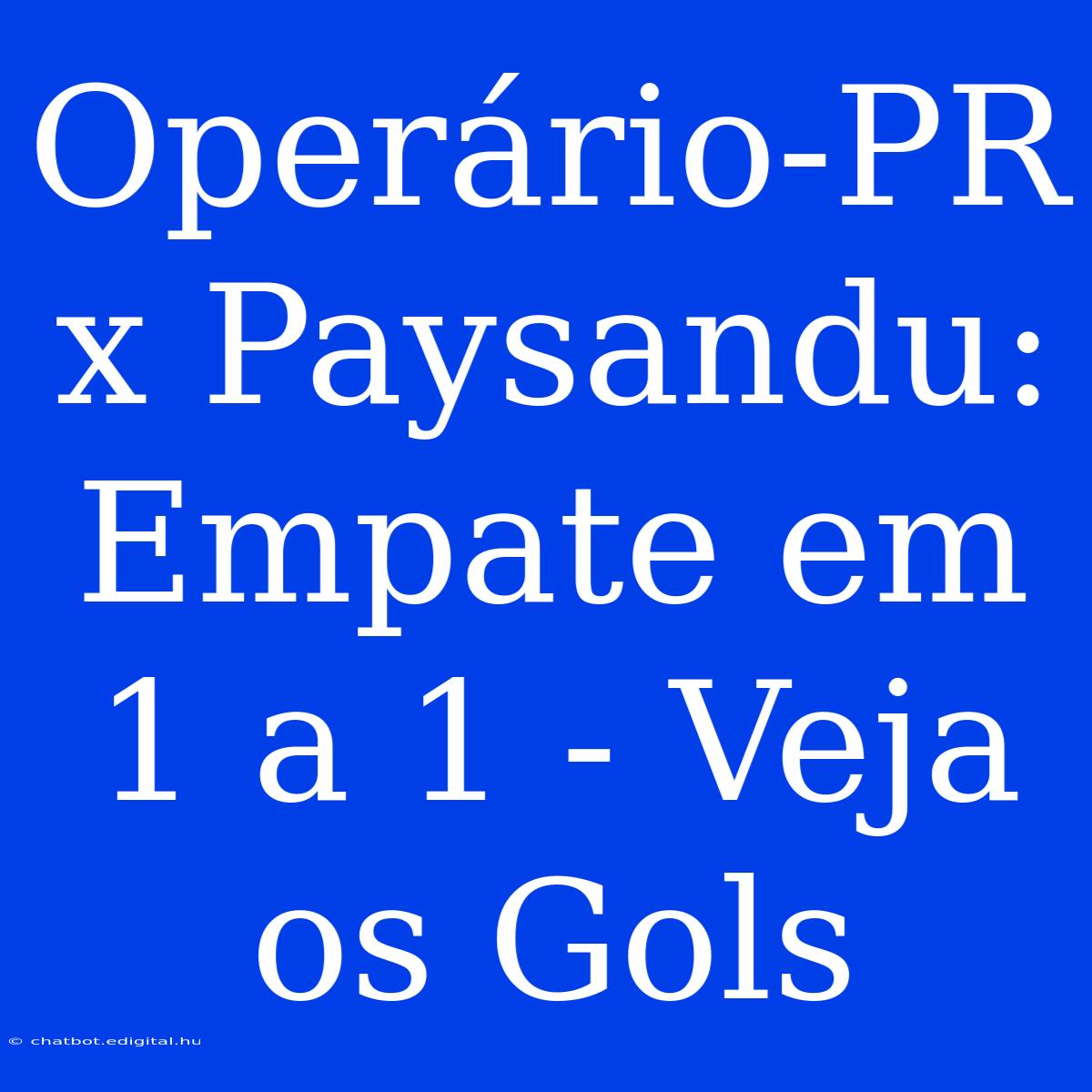 Operário-PR X Paysandu: Empate Em 1 A 1 - Veja Os Gols