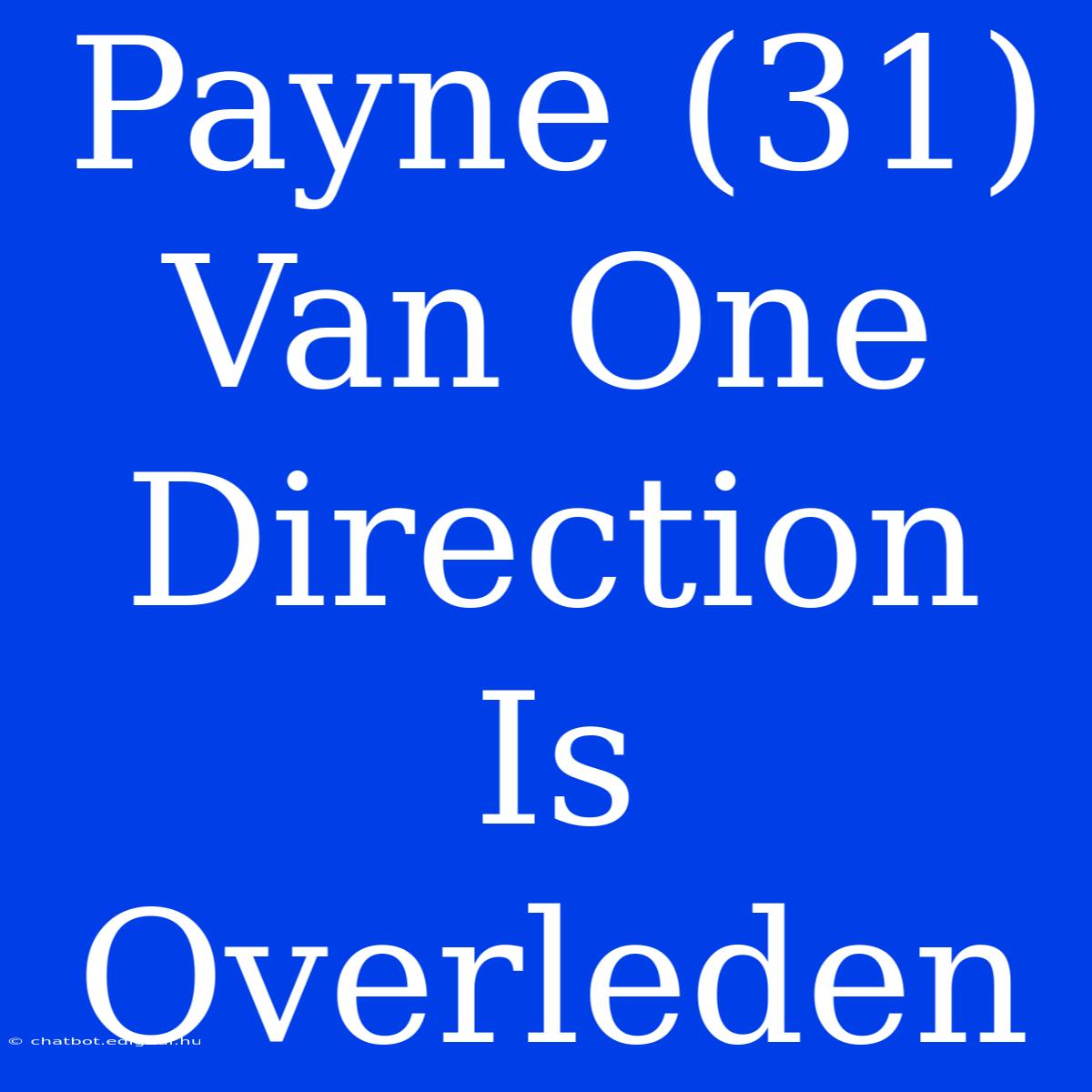 Payne (31) Van One Direction Is Overleden