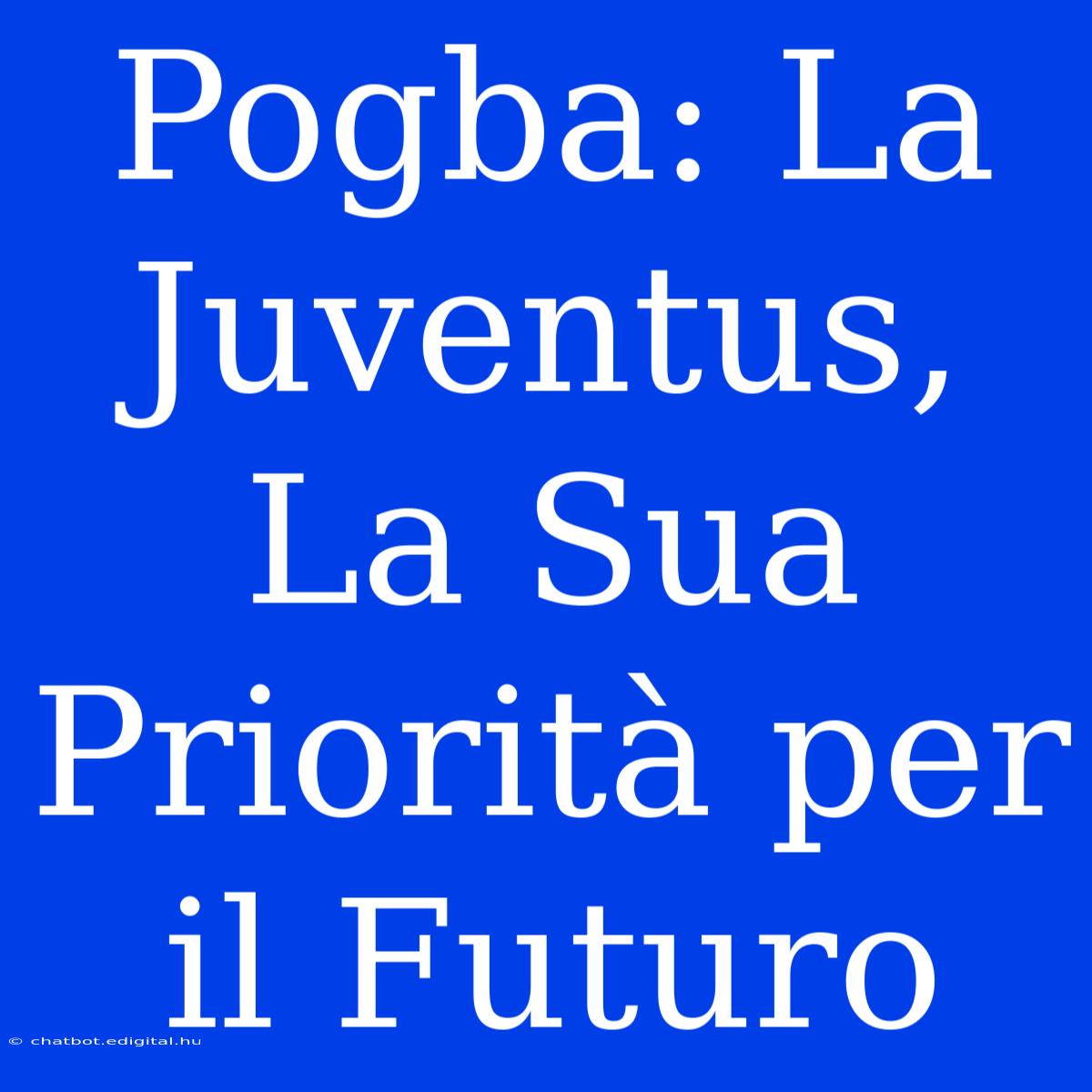 Pogba: La Juventus, La Sua Priorità Per Il Futuro