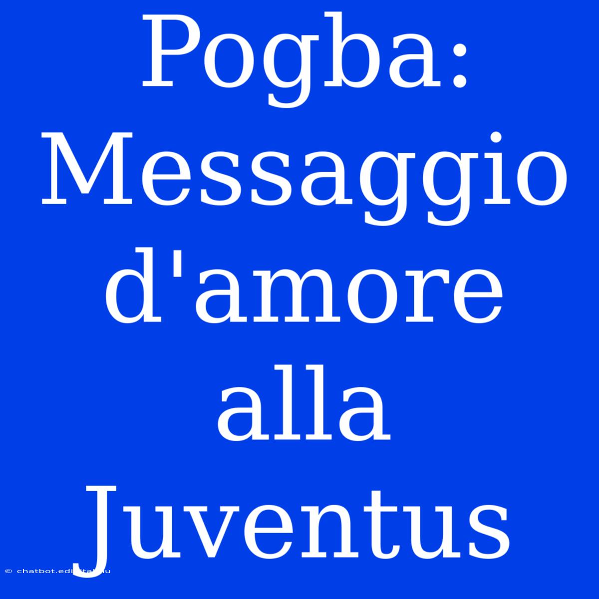 Pogba: Messaggio D'amore Alla Juventus