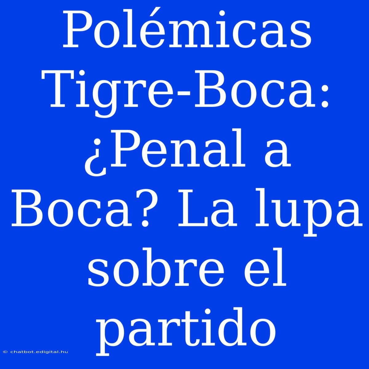 Polémicas Tigre-Boca: ¿Penal A Boca? La Lupa Sobre El Partido