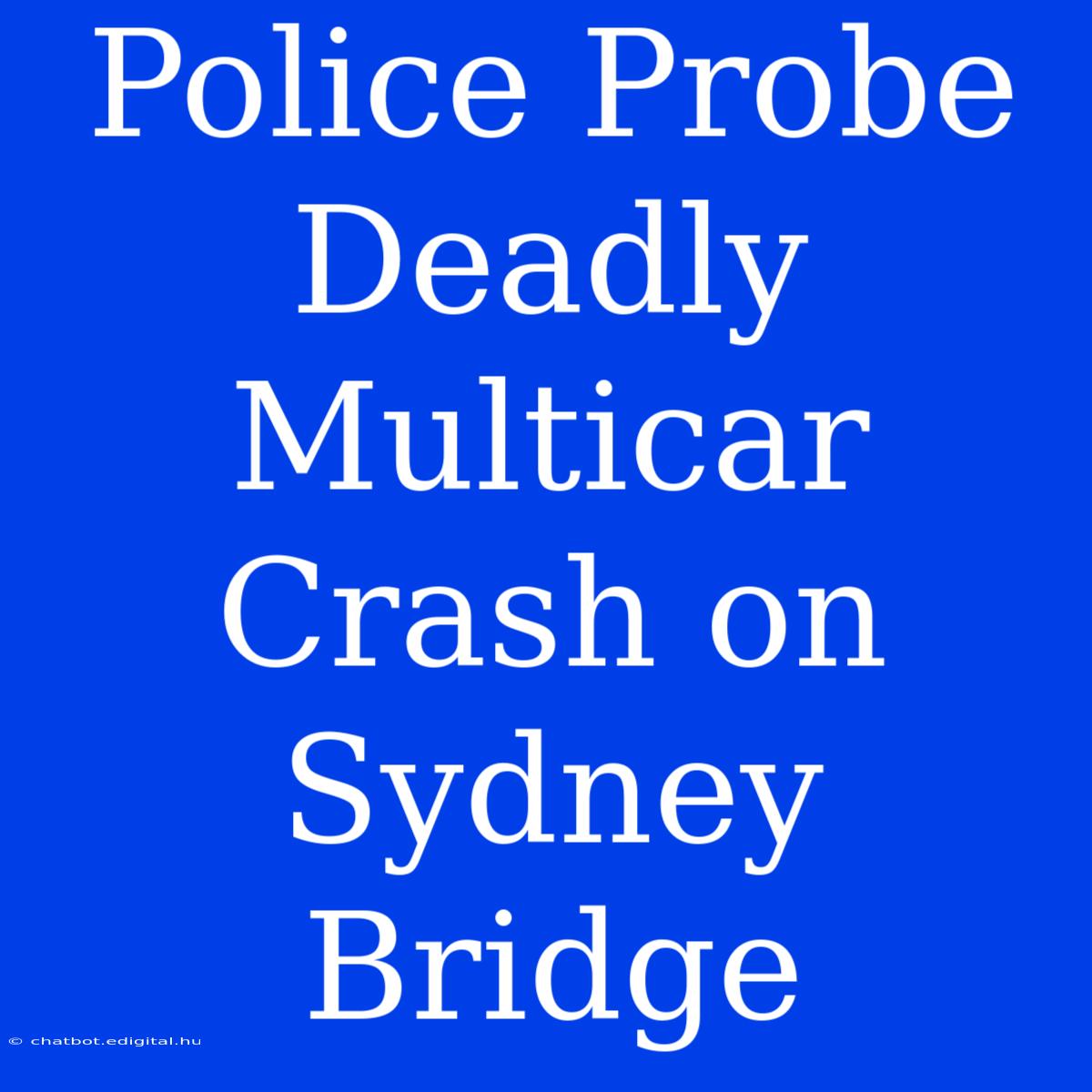 Police Probe Deadly Multicar Crash On Sydney Bridge