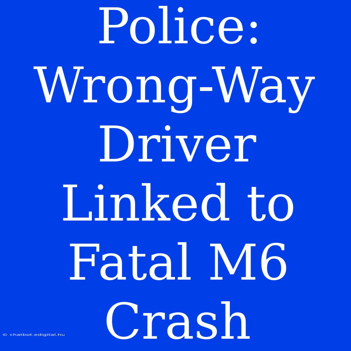 Police: Wrong-Way Driver Linked To Fatal M6 Crash