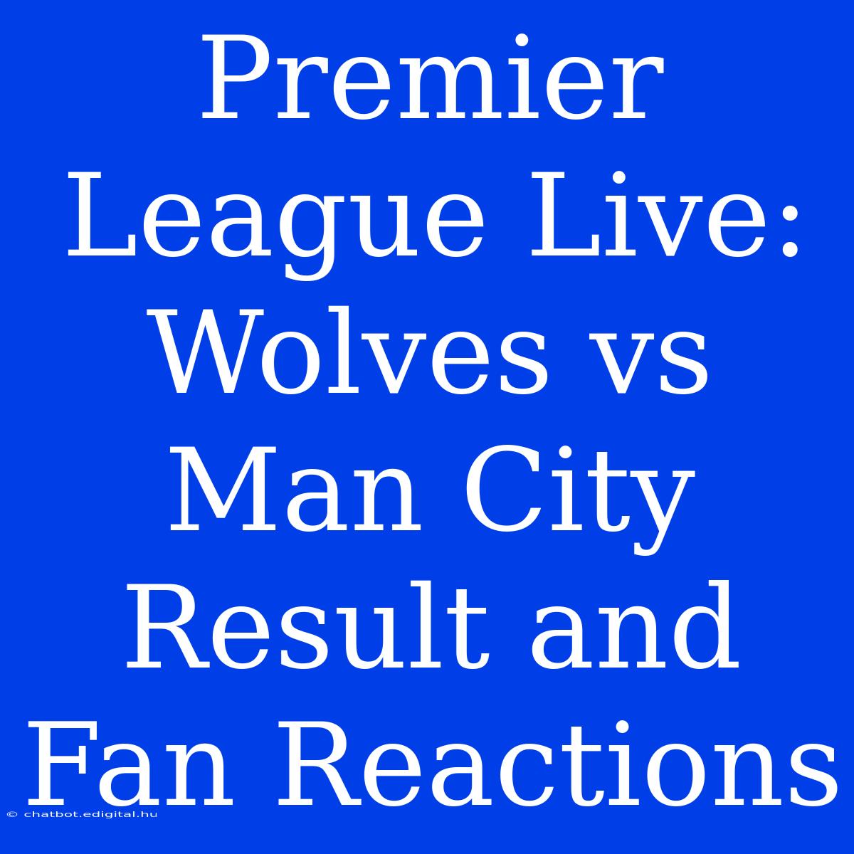 Premier League Live: Wolves Vs Man City Result And Fan Reactions