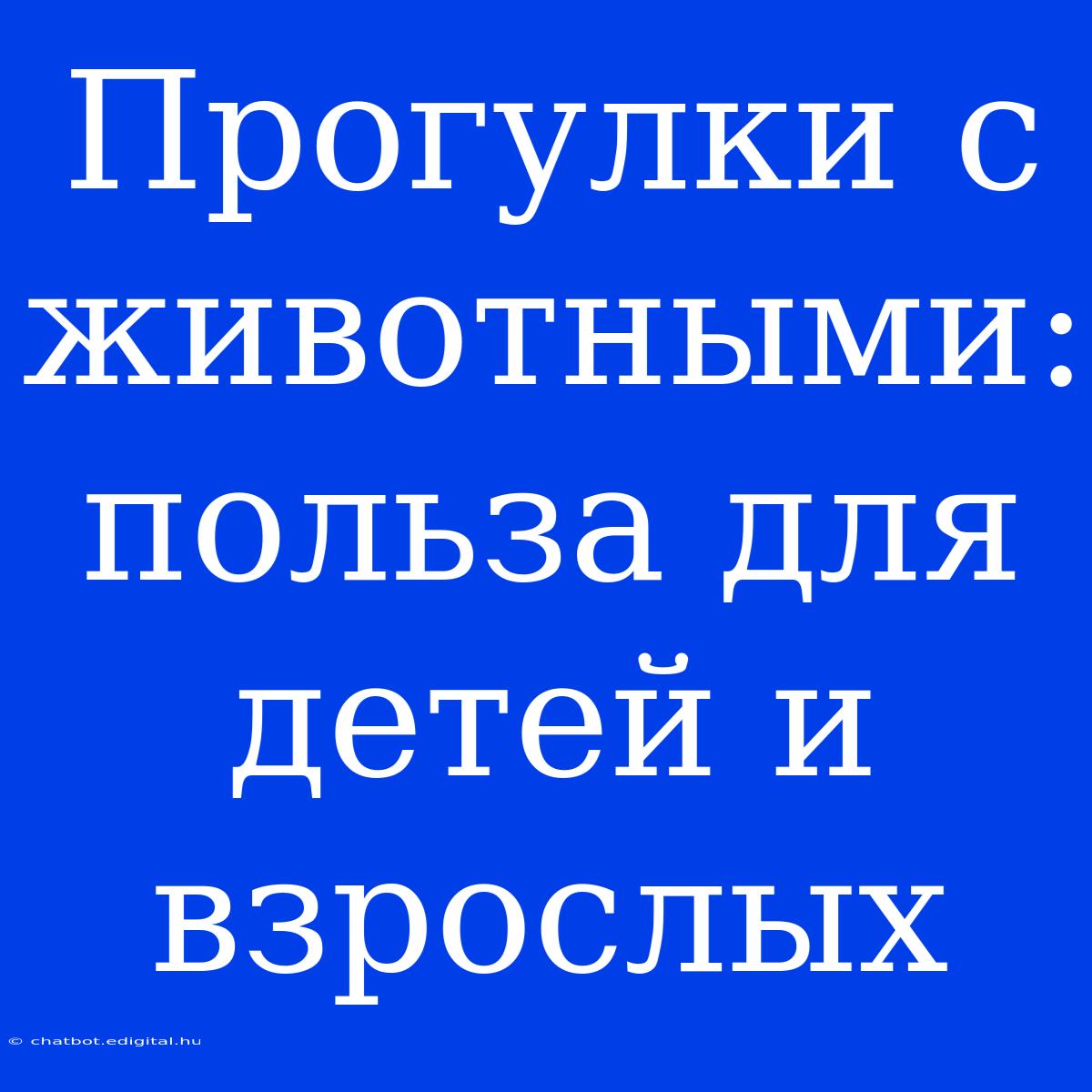 Прогулки С Животными: Польза Для Детей И Взрослых 