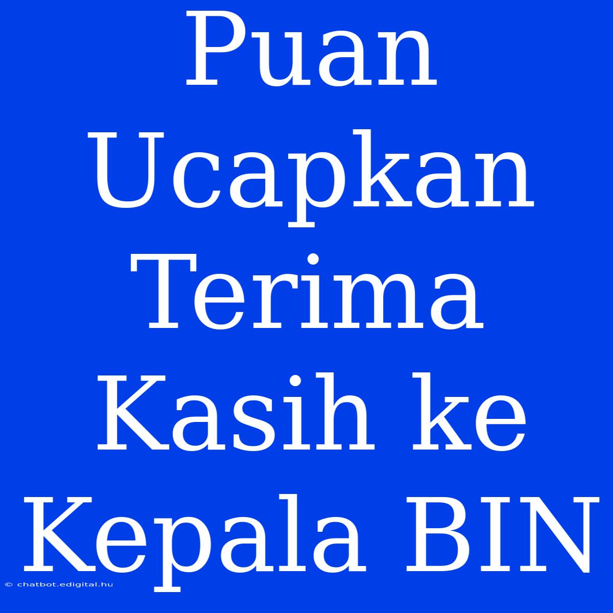 Puan Ucapkan Terima Kasih Ke Kepala BIN