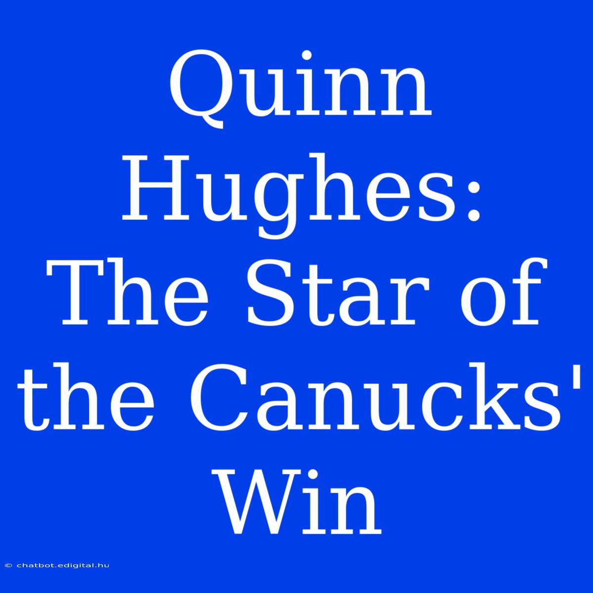 Quinn Hughes:  The Star Of The Canucks' Win