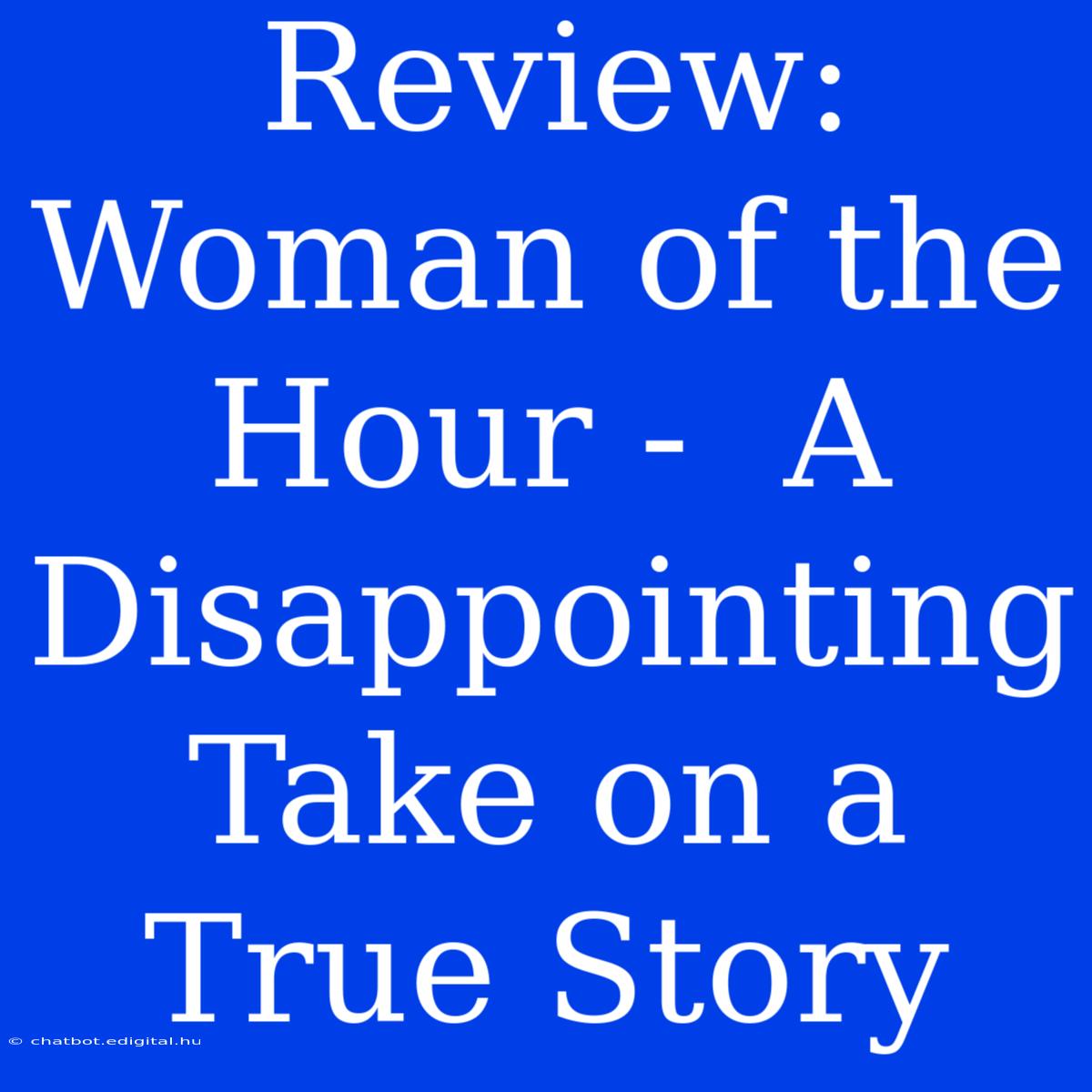 Review: Woman Of The Hour -  A Disappointing Take On A True Story 