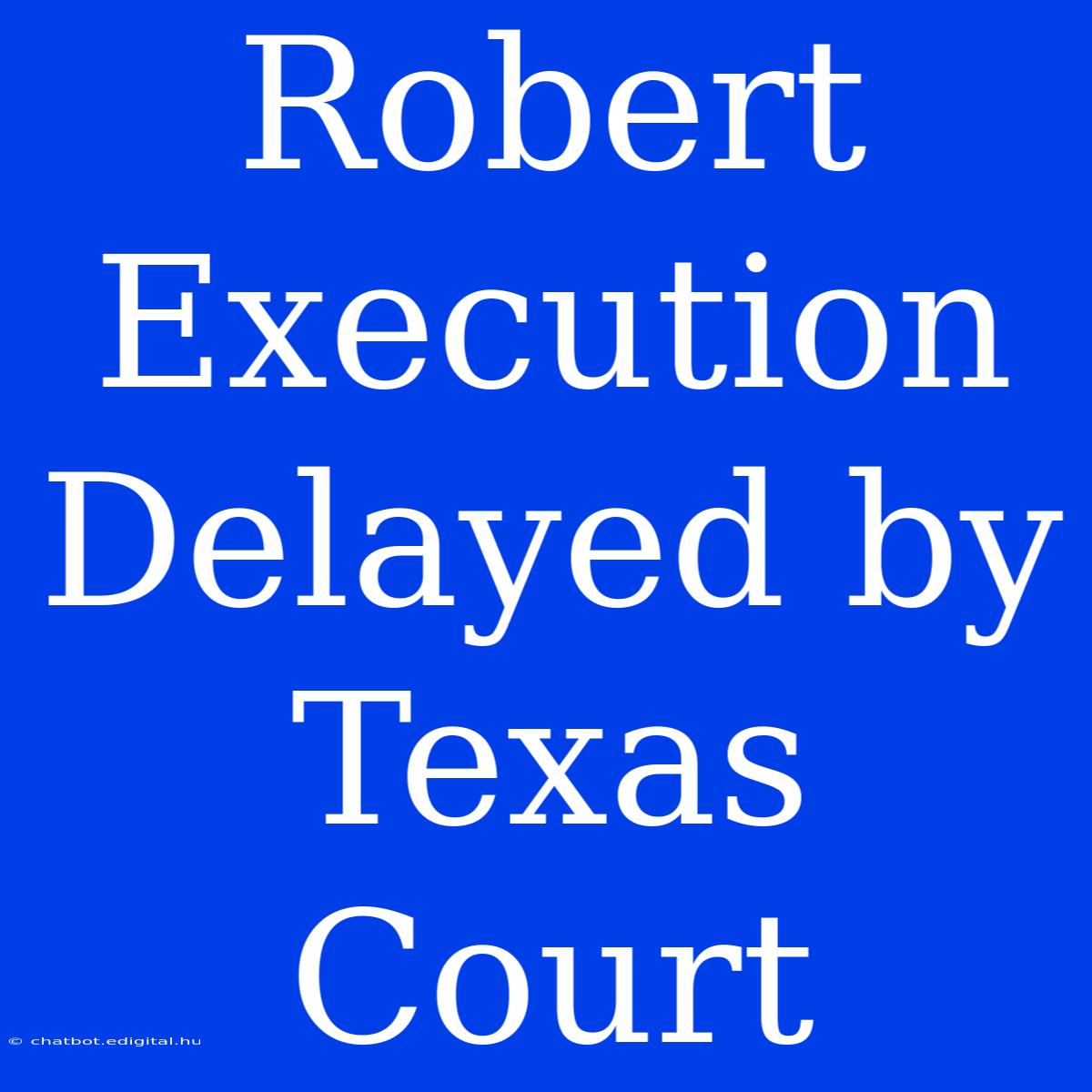 Robert Execution Delayed By Texas Court