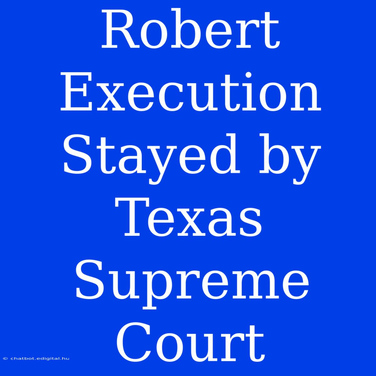 Robert Execution Stayed By Texas Supreme Court