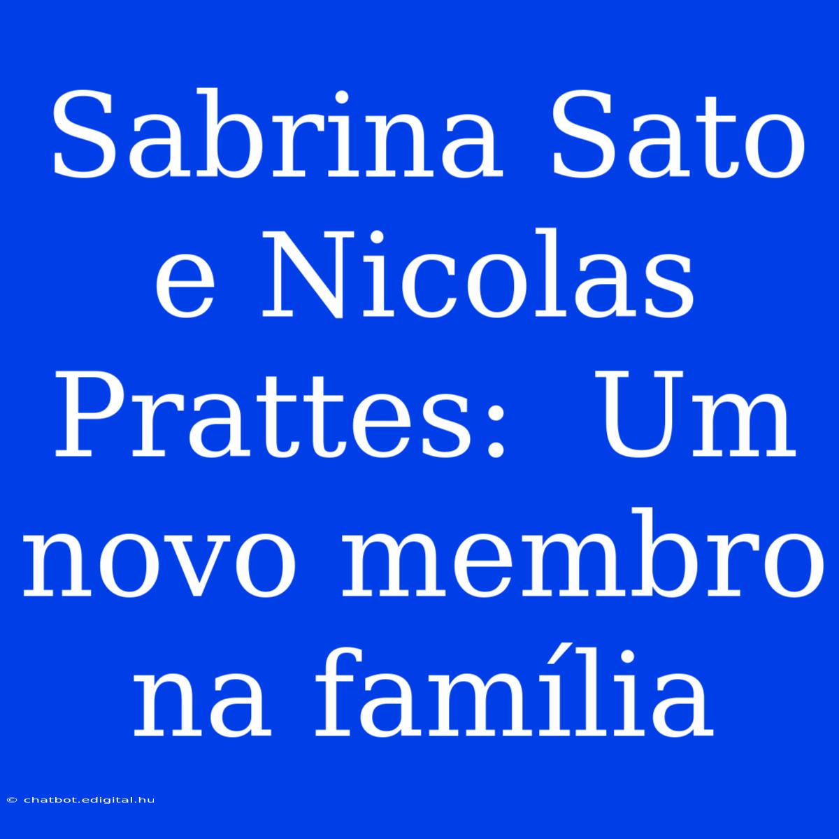 Sabrina Sato E Nicolas Prattes:  Um Novo Membro Na Família