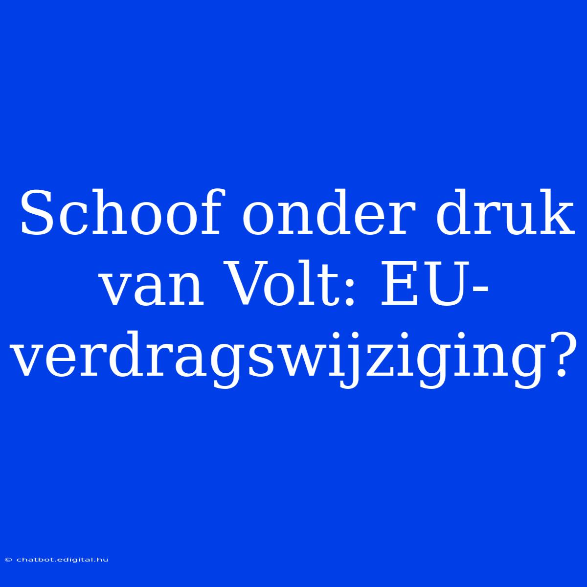 Schoof Onder Druk Van Volt: EU-verdragswijziging?