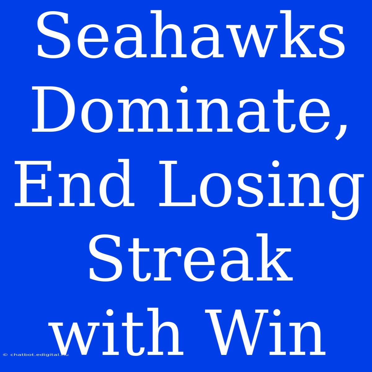 Seahawks Dominate, End Losing Streak With Win