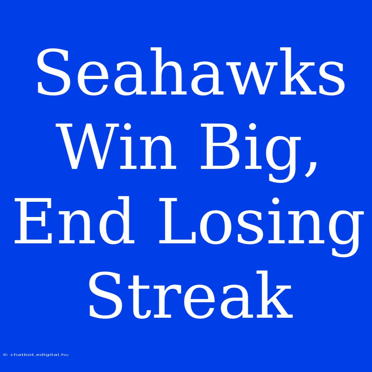 Seahawks Win Big,  End Losing Streak 