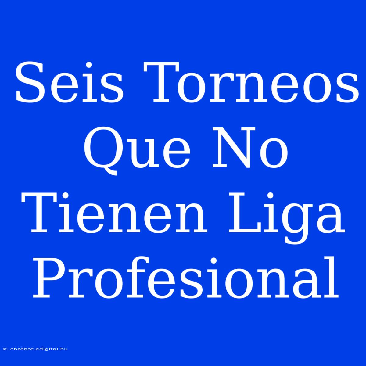 Seis Torneos Que No Tienen Liga Profesional