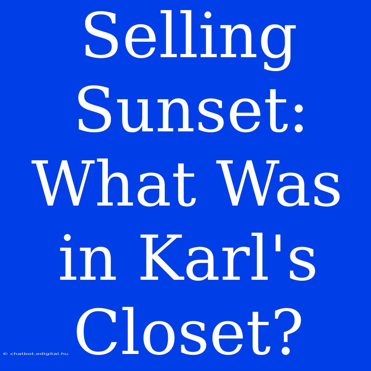 Selling Sunset:  What Was In Karl's Closet?