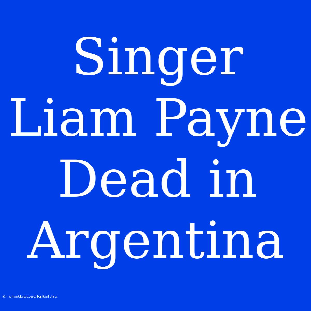 Singer Liam Payne Dead In Argentina