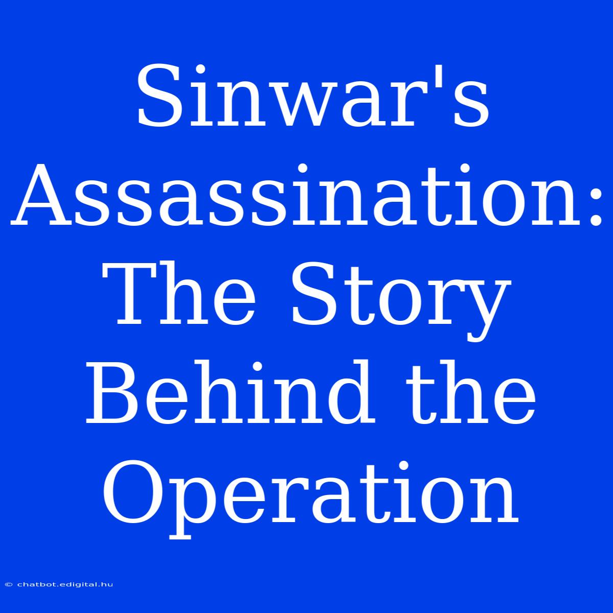 Sinwar's Assassination: The Story Behind The Operation