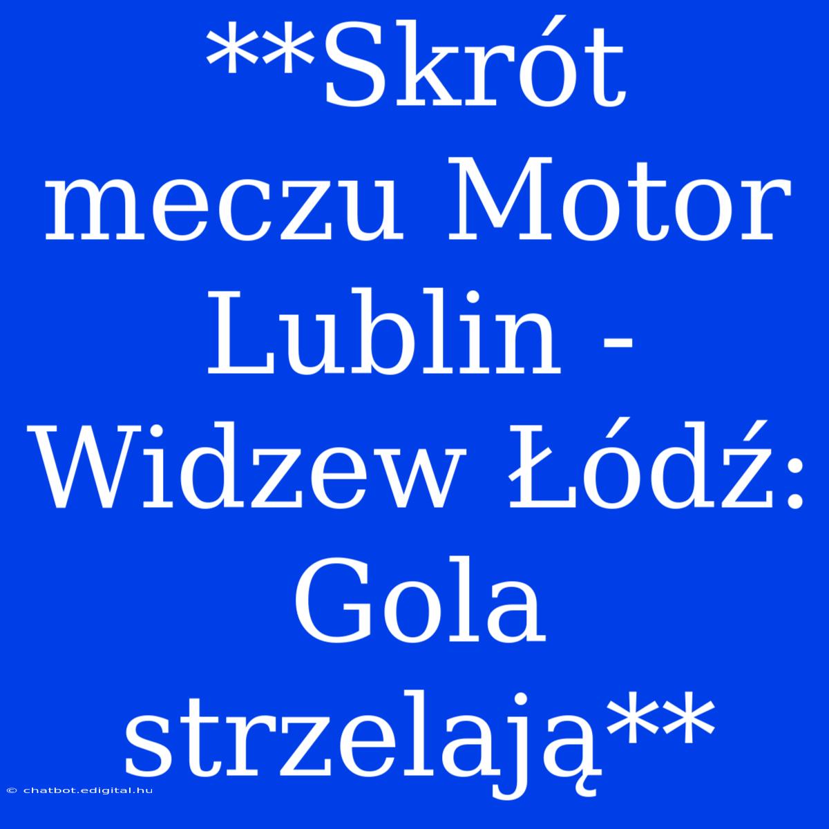 **Skrót Meczu Motor Lublin - Widzew Łódź: Gola Strzelają**