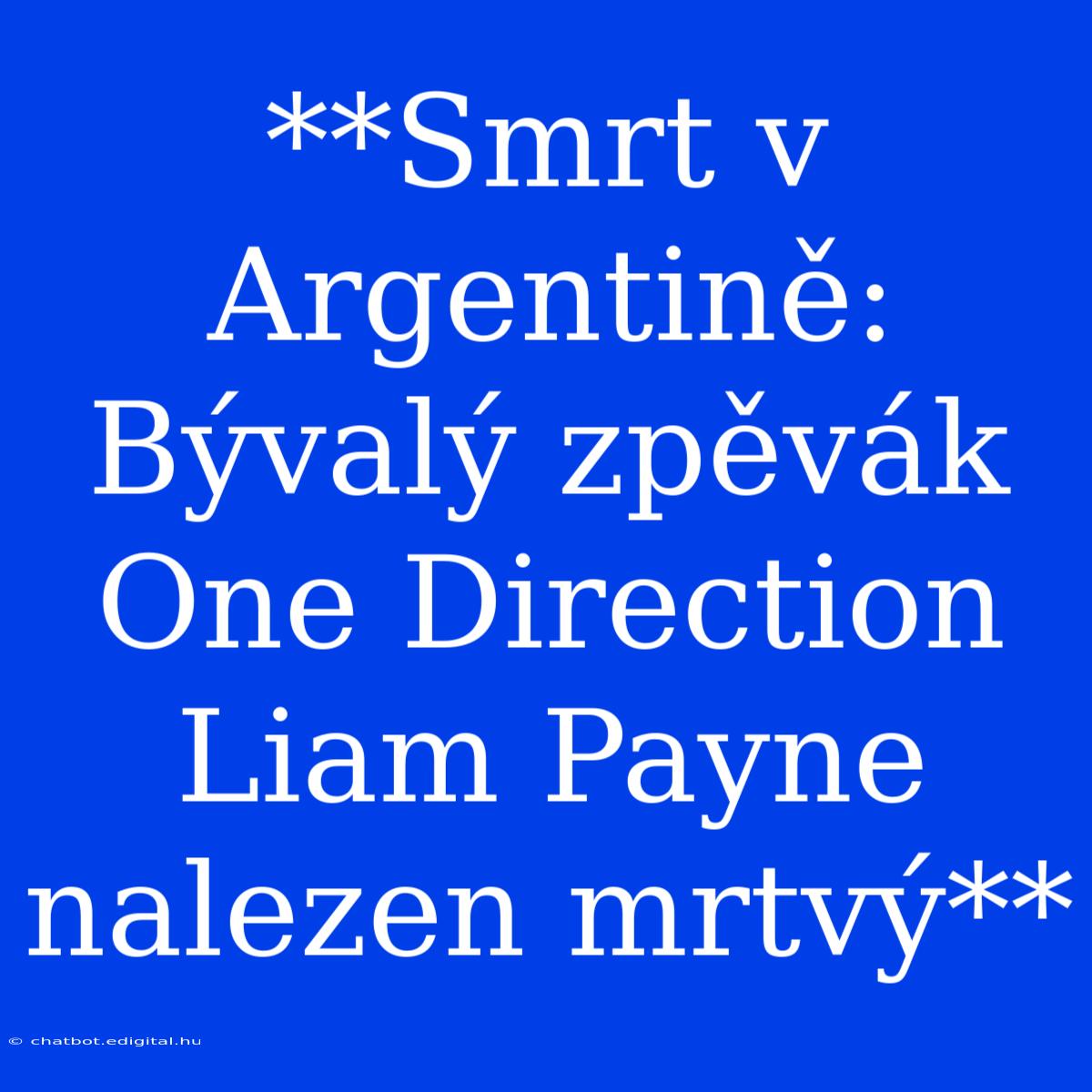 **Smrt V Argentině: Bývalý Zpěvák One Direction Liam Payne Nalezen Mrtvý**