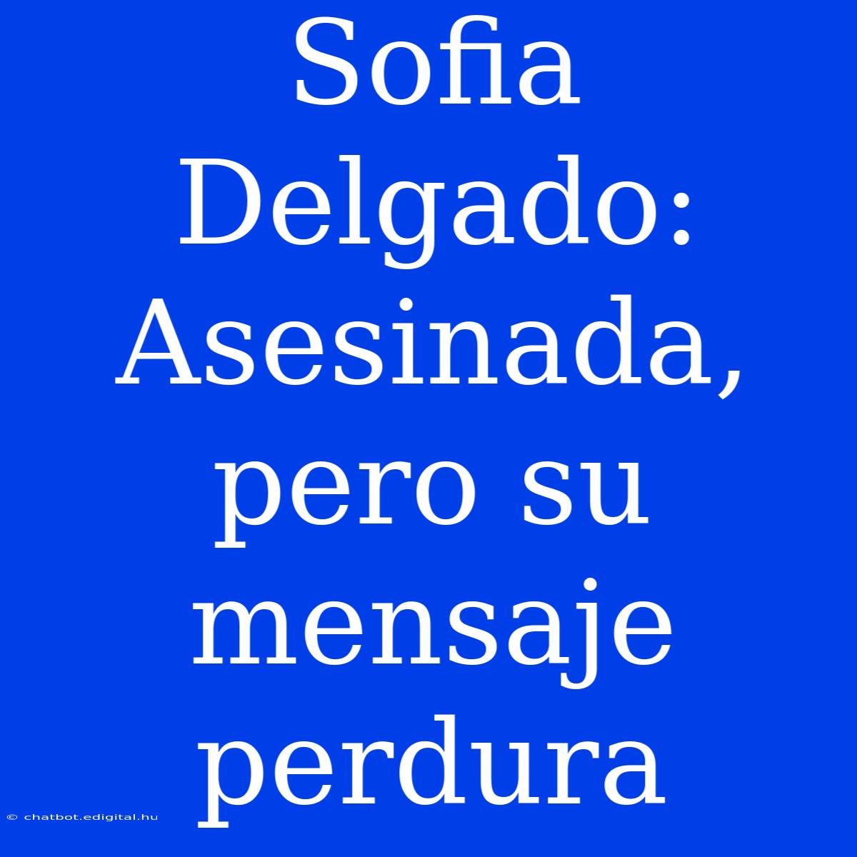 Sofia Delgado: Asesinada, Pero Su Mensaje Perdura 