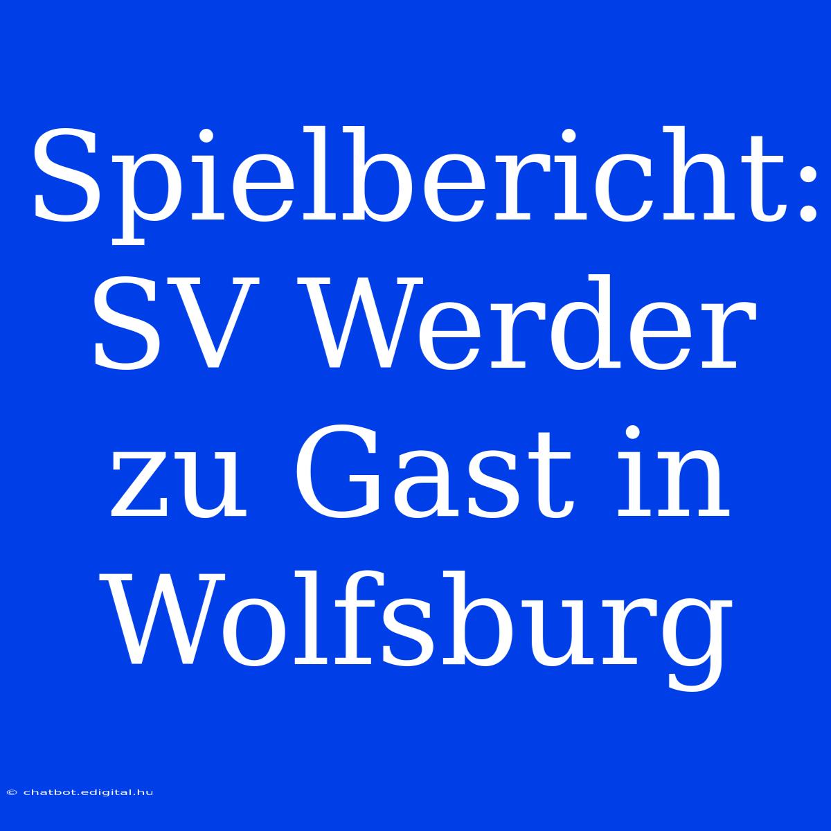 Spielbericht: SV Werder Zu Gast In Wolfsburg