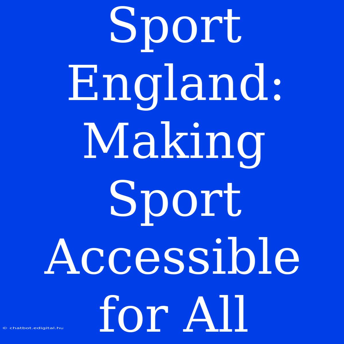 Sport England: Making Sport Accessible For All