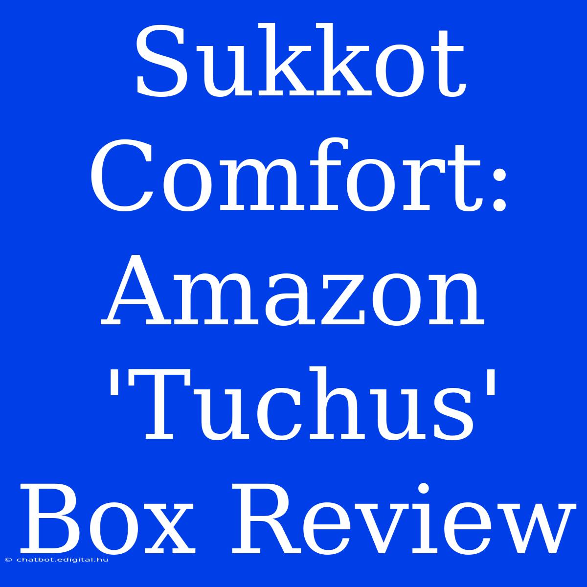 Sukkot Comfort: Amazon 'Tuchus' Box Review