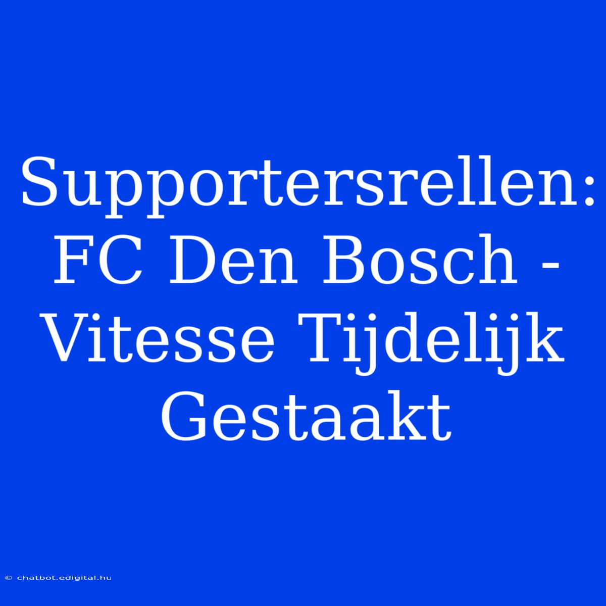 Supportersrellen: FC Den Bosch - Vitesse Tijdelijk Gestaakt