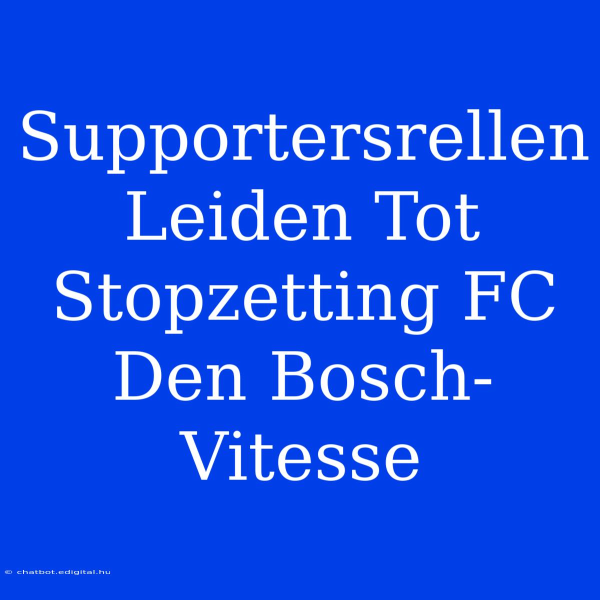 Supportersrellen Leiden Tot Stopzetting FC Den Bosch-Vitesse